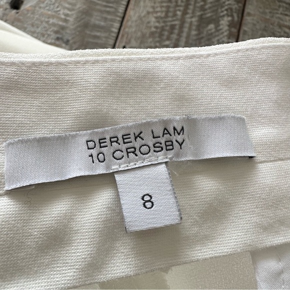DEREK Lam 10 Crosby-Off White High Rise Stretch Crepe Long Trousers (Size:8) - Picture 11 of 11
